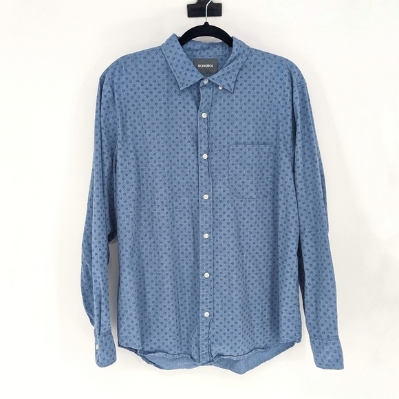 Bonobos Circle Print Button Down Shirt Blue XL hipster hippie preppy western - Picture 1 of 7